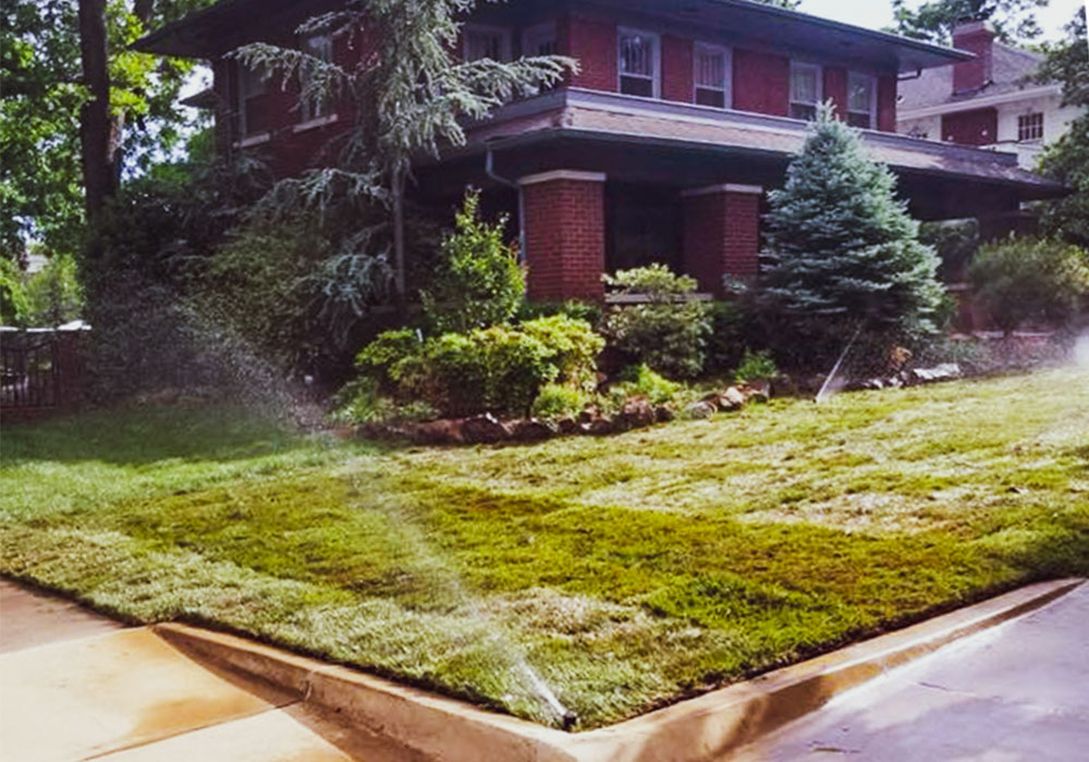 installation of a sprinkler system and new sod in oklahoma city by star lawn care